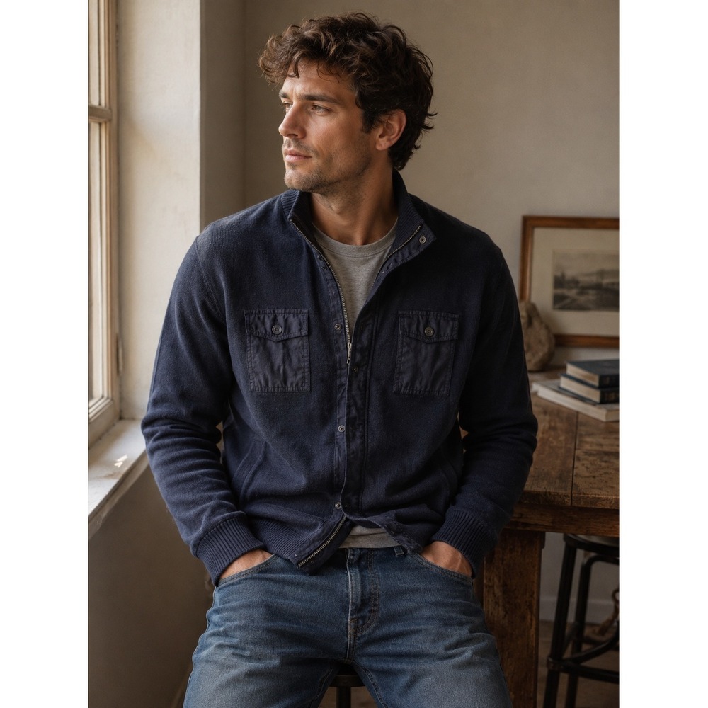 Refectory Men's Navy Sweater with Front Pockets